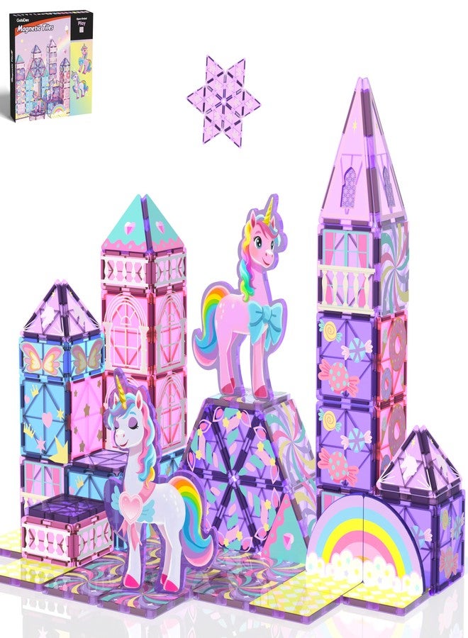 GobiDex Magnetic Building Blocks Unicorn Toys for Girls, Princess Magnetic Tiles Building Toys for Kids Ages 3-5 4-8, STEM Sensory Toddler Game Birthday Gift for Girls Boys Ages 3+ - Image 1